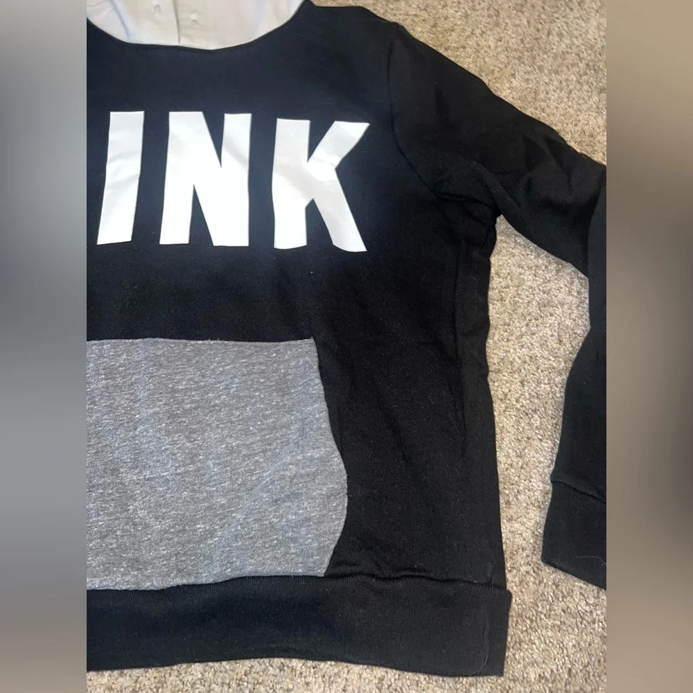 Black and White Colorblock PINK Hoodie - Picture 4 of 6